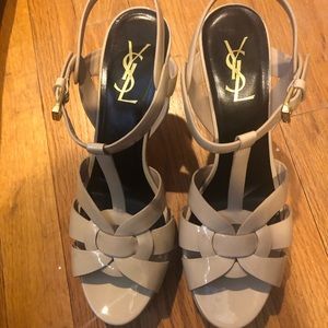 Brand New 100% Authentic YSL Tribute nude heels 75